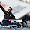AUSTIN, TEXAS - NOVEMBER 03: Romain Grosjean of France and Haas F1 waves to the crowd on the drivers parade before the F1 Grand Prix of USA at Circuit of The Americas on November 03, 2019 in Austin, Texas. (Photo by Charles Coates/Getty Images)