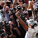 AUSTIN, TEXAS - NOVEMBER 03: 2019 Formula One World Drivers Champion Lewis Hamilton of Great Britain and Mercedes GP celebrates after the F1 Grand Prix of USA at Circuit of The Americas on November 03, 2019 in Austin, Texas. (Photo by Mark Thompson/Getty Images)