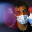 NORTHAMPTON, ENGLAND - AUGUST 07: Renault Sport F1 Managing Director Cyril Abiteboul talks in the Team Principals Press Conference during practice for the F1 70th Anniversary Grand Prix at Silverstone on August 07, 2020 in Northampton, England. (Photo by Rudy Carezzevoli/Getty Images)