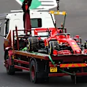 NORTHAMPTON, ENGLAND - AUGUST 07: The broken down car of Sebastian Vettel of Germany and Ferrari is taken back to the pits during practice for the F1 70th Anniversary Grand Prix at Silverstone on August 07, 2020 in Northampton, England. (Photo by Dan Istitene - Formula 1/Formula 1 via Getty Images)