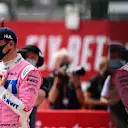 NORTHAMPTON, ENGLAND - AUGUST 08: Third placed qualifier Nico Hulkenberg of Germany and Racing Point celebrates in parc ferme during qualifying for the F1 70th Anniversary Grand Prix at Silverstone on August 08, 2020 in Northampton, England. (Photo by Mario Renzi - Formula 1/Formula 1 via Getty Images)