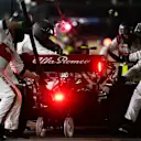 ABU DHABI, UNITED ARAB EMIRATES - DECEMBER 13: Antonio Giovinazzi of Italy driving the (99) Alfa Romeo Racing C39 Ferrari makes a pitstop during the F1 Grand Prix of Abu Dhabi at Yas Marina Circuit on December 13, 2020 in Abu Dhabi, United Arab Emirates. (Photo by Peter Fox/Getty Images)