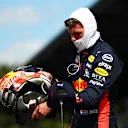 SPIELBERG, AUSTRIA - JULY 04: Third place qualifier Max Verstappen of Netherlands and Red Bull Racing removes his helmet in parc ferme during qualifying for the Formula One Grand Prix of Austria at Red Bull Ring on July 04, 2020 in Spielberg, Austria. (Photo by Dan Istitene - Formula 1/Formula 1 via Getty Images)