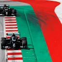 SPIELBERG, AUSTRIA - JULY 05: Valtteri Bottas of Finland driving the (77) Mercedes AMG Petronas F1 Team Mercedes W11 leads teammate Lewis Hamilton of Great Britain driving the (44) Mercedes AMG Petronas F1 Team Mercedes W11 during the Formula One Grand Prix of Austria at Red Bull Ring on July 05, 2020 in Spielberg, Austria. (Photo by Leonhard Foeger/Pool via Getty Images)