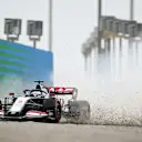 BAHRAIN, BAHRAIN - NOVEMBER 27: Romain Grosjean of France driving the (8) Haas F1 Team VF-20 Ferrari runs wide during practice ahead of the F1 Grand Prix of Bahrain at Bahrain International Circuit on November 27, 2020 in Bahrain, Bahrain. (Photo by Tolga Bozoglu - Pool/Getty Images)