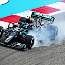 BAHRAIN, BAHRAIN - NOVEMBER 27: Valtteri Bottas of Finland driving the (77) Mercedes AMG Petronas F1 Team Mercedes W11 locks up during practice ahead of the F1 Grand Prix of Bahrain at Bahrain International Circuit on November 27, 2020 in Bahrain, Bahrain. (Photo by Dan Istitene - Formula 1/Formula 1 via Getty Images)