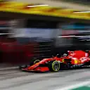 BAHRAIN, BAHRAIN - NOVEMBER 28: Sebastian Vettel of Germany driving the (5) Scuderia Ferrari SF1000 comes into the Pit lane during qualifying ahead of the F1 Grand Prix of Bahrain at Bahrain International Circuit on November 28, 2020 in Bahrain, Bahrain. (Photo by Mark Thompson/Getty Images)