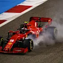 BAHRAIN, BAHRAIN - NOVEMBER 29: Charles Leclerc of Monaco driving the (16) Scuderia Ferrari SF1000 locks up during the F1 Grand Prix of Bahrain at Bahrain International Circuit on November 29, 2020 in Bahrain, Bahrain. (Photo by Bryn Lennon/Getty Images)