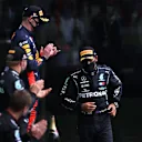SPA, BELGIUM - AUGUST 30: Race winner Lewis Hamilton of Great Britain and Mercedes GP walks to the podium during the F1 Grand Prix of Belgium at Circuit de Spa-Francorchamps on August 30, 2020 in Spa, Belgium. (Photo by Lars Baron/Getty Images)