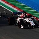 IMOLA, ITALY - OCTOBER 31: Antonio Giovinazzi of Italy driving the (99) Alfa Romeo Racing C39 Ferrari on track during practice ahead of the F1 Grand Prix of Emilia Romagna at Autodromo Enzo e Dino Ferrari on October 31, 2020 in Imola, Italy. (Photo by Rudy Carezzevoli/Getty Images)