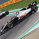 IMOLA, ITALY - NOVEMBER 01: Kevin Magnussen of Denmark driving the (20) Haas F1 Team VF-20 Ferrari spins off during the F1 Grand Prix of Emilia Romagna at Autodromo Enzo e Dino Ferrari on November 01, 2020 in Imola, Italy. (Photo by Davide Gennari - Pool/Getty Images)