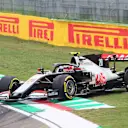 IMOLA, ITALY - NOVEMBER 01: Kevin Magnussen of Denmark driving the (20) Haas F1 Team VF-20 Ferrari spins off during the F1 Grand Prix of Emilia Romagna at Autodromo Enzo e Dino Ferrari on November 01, 2020 in Imola, Italy. (Photo by Davide Gennari - Pool/Getty Images)