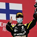 IMOLA, ITALY - NOVEMBER 01: Third placed Daniel Ricciardo of Australia and Renault Sport F1 celebrates on the podium during the F1 Grand Prix of Emilia Romagna at Autodromo Enzo e Dino Ferrari on November 01, 2020 in Imola, Italy. (Photo by Miguel Medina - Pool/Getty Images)