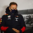 NUERBURG, GERMANY - OCTOBER 09: Red Bull Racing Team Principal Christian Horner talks in the Team Principals Press Conference during practice ahead of the F1 Eifel Grand Prix at Nuerburgring on October 09, 2020 in Nuerburg, Germany. (Photo by Joe Portlock/Getty Images)