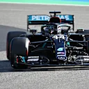 NUERBURG, GERMANY - OCTOBER 10: Lewis Hamilton of Great Britain driving the (44) Mercedes AMG Petronas F1 Team Mercedes W11 on track during qualifying ahead of the F1 Eifel Grand Prix at Nuerburgring on October 10, 2020 in Nuerburg, Germany. (Photo by Ina Fassbender - Pool/Getty Images)