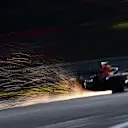 NUERBURG, GERMANY - OCTOBER 10: Sparks fly behind Max Verstappen of the Netherlands driving the (33) Aston Martin Red Bull Racing RB16 during qualifying ahead of the F1 Eifel Grand Prix at Nuerburgring on October 10, 2020 in Nuerburg, Germany. (Photo by Mario Renzi - Formula 1/Formula 1 via Getty Images)