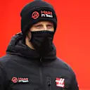 NUERBURG, GERMANY - OCTOBER 08: Romain Grosjean of France and Haas F1 walks in the Paddock during previews ahead of the F1 Eifel Grand Prix at Nuerburgring on October 08, 2020 in Nuerburg, Germany. (Photo by Mark Thompson/Getty Images)