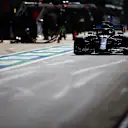 NORTHAMPTON, ENGLAND - JULY 31: Lewis Hamilton of Great Britain driving the (44) Mercedes AMG Petronas F1 Team Mercedes W11 in the Pitlane during practice for the F1 Grand Prix of Great Britain at Silverstone on July 31, 2020 in Northampton, England. (Photo by Peter Fox/Getty Images)