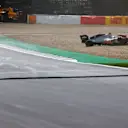 NORTHAMPTON, ENGLAND - AUGUST 02:Kevin Magnussen of Denmark and Haas F1 runs from his car after spinning off during the F1 Grand Prix of Great Britain at Silverstone on August 02, 2020 in Northampton, England. (Photo by Peter Fox/Getty Images)