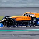 NORTHAMPTON, ENGLAND - AUGUST 02: Carlos Sainz of Spain driving the (55) McLaren F1 Team MCL35 Renault on track with a punctured tyre during the F1 Grand Prix of Great Britain at Silverstone on August 02, 2020 in Northampton, England. (Photo by Andrew Boyers/Pool via Getty Images)