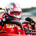 NORTHAMPTON, ENGLAND - AUGUST 02:  Charles Leclerc of Monaco and Ferrari climbs out of his car in parc ferme during the Formula One Grand Prix of Hungary at Silverstone on August 02, 2020 in Northampton, England. (Photo by Dan Istitene - Formula 1/Formula 1 via Getty Images)
