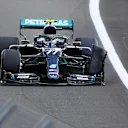 NORTHAMPTON, ENGLAND - AUGUST 02: Valtteri Bottas of Finland driving the (77) Mercedes AMG Petronas F1 Team Mercedes W11 with a punctured front left tyre during the F1 Grand Prix of Great Britain at Silverstone on August 02, 2020 in Northampton, England. (Photo by Clive Mason - Formula 1/Formula 1 via Getty Images)