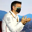 BUDAPEST, HUNGARY - JULY 17: James Allison, Technical Director at Mercedes GP talks in the Team Principals Press Conference during practice for the F1 Grand Prix of Hungary at Hungaroring on July 17, 2020 in Budapest, Hungary. (Photo by Dan Istitene - Formula 1/Formula 1 via Getty Images)