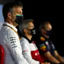 BUDAPEST, HUNGARY - JULY 17: James Allison, Technical Director at Mercedes GP talks in the Team Principals Press Conference during practice for the F1 Grand Prix of Hungary at Hungaroring on July 17, 2020 in Budapest, Hungary. (Photo by Dan Istitene - Formula 1/Formula 1 via Getty Images)