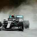 BUDAPEST, HUNGARY - JULY 17: Valtteri Bottas of Finland driving the (77) Mercedes AMG Petronas F1 Team Mercedes W11 on track during practice for the F1 Grand Prix of Hungary at Hungaroring on July 17, 2020 in Budapest, Hungary. (Photo by Darko Bandic/Pool via Getty Images)