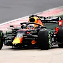 BUDAPEST, HUNGARY - JULY 19: Max Verstappen of the Netherlands driving the (33) Aston Martin Red Bull Racing RB16 crashes on the way to the grid before the Formula One Grand Prix of Hungary at Hungaroring on July 19, 2020 in Budapest, Hungary. (Photo by Bryn Lennon/Getty Images)