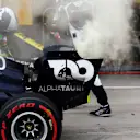BUDAPEST, HUNGARY - JULY 19: Pierre Gasly of France driving the (10) Scuderia AlphaTauri AT01 Honda retires during the Formula One Grand Prix of Hungary at Hungaroring on July 19, 2020 in Budapest, Hungary. (Photo by Peter Fox/Getty Images)