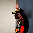 BUDAPEST, HUNGARY - JULY 19: Second placed Max Verstappen of Netherlands and Red Bull Racing walks to the podium during the Formula One Grand Prix of Hungary at Hungaroring on July 19, 2020 in Budapest, Hungary. (Photo by Bryn Lennon/Getty Images)