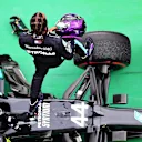 BUDAPEST, HUNGARY - JULY 19: Race winner Lewis Hamilton of Great Britain and Mercedes GP celebrates in parc ferme after the Formula One Grand Prix of Hungary at Hungaroring on July 19, 2020 in Budapest, Hungary. (Photo by Mario Renzi - Formula 1/Formula 1 via Getty Images)