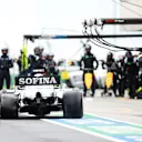 BUDAPEST, HUNGARY - JULY 19: Nicholas Latifi of Canada driving the (6) Williams Racing FW43 Mercedes comes into the pits during the Formula One Grand Prix of Hungary at Hungaroring on July 19, 2020 in Budapest, Hungary. (Photo by Peter Fox/Getty Images)