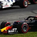 MONZA, ITALY - SEPTEMBER 06: Alexander Albon of Thailand driving the (23) Aston Martin Red Bull Racing RB16 runs wide during the F1 Grand Prix of Italy at Autodromo di Monza on September 06, 2020 in Monza, Italy. (Photo by Dan Istitene - Formula 1/Formula 1 via Getty Images)