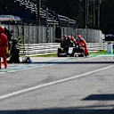 MONZA, ITALY - SEPTEMBER 06: The car of Kevin Magnussen of Denmark and Haas F1 is pushed back into the pitlane during the F1 Grand Prix of Italy at Autodromo di Monza on September 06, 2020 in Monza, Italy. (Photo by Peter Fox/Getty Images)