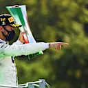 MONZA, ITALY - SEPTEMBER 06: Race winner Pierre Gasly of France and Scuderia AlphaTauri celebrates on the podium during the F1 Grand Prix of Italy at Autodromo di Monza on September 06, 2020 in Monza, Italy. (Photo by Clive Mason - Formula 1/Formula 1 via Getty Images)