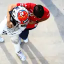 MONZA, ITALY - SEPTEMBER 06: Race winner Pierre Gasly of France and Scuderia AlphaTauri celebrates with Charles Leclerc of Monaco and Ferrari in parc ferme during the F1 Grand Prix of Italy at Autodromo di Monza on September 06, 2020 in Monza, Italy. (Photo by Mark Thompson/Getty Images)