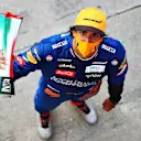 MONZA, ITALY - SEPTEMBER 06: Second placed Carlos Sainz of Spain and McLaren F1 celebrates during the F1 Grand Prix of Italy at Autodromo di Monza on September 06, 2020 in Monza, Italy. (Photo by Dan Istitene - Formula 1/Formula 1 via Getty Images)