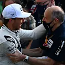 MONZA, ITALY - SEPTEMBER 06: Race winner Pierre Gasly of France and Scuderia AlphaTauri celebrates with Scuderia AlphaTauri Team Principal Franz Tost in parc ferme during the F1 Grand Prix of Italy at Autodromo di Monza on September 06, 2020 in Monza, Italy. (Photo by Clive Mason - Formula 1/Formula 1 via Getty Images)