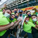 MONZA, ITALY - SEPTEMBER 06: Pierre Gasly of Scuderia AlphaTauri and France celebrates with the team after winning the F1 Grand Prix of Italy at Autodromo di Monza on September 06, 2020 in Monza, Italy. (Photo by Peter Fox/Getty Images)