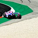 PORTIMAO, PORTUGAL - OCTOBER 23: Sergio Perez of Mexico driving the (11) Racing Point RP20 Mercedes spins during practice ahead of the F1 Grand Prix of Portugal at Autodromo Internacional do Algarve on October 23, 2020 in Portimao, Portugal. (Photo by Octavio Passos - Formula 1/Formula 1 via Getty Images)