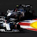 PORTIMAO, PORTUGAL - OCTOBER 24: Daniil Kvyat of Russia driving the (26) Scuderia AlphaTauri AT01 Honda leads Pierre Gasly of France driving the (10) Scuderia AlphaTauri AT01 Honda during final practice ahead of the F1 Grand Prix of Portugal at Autodromo Internacional do Algarve on October 24, 2020 in Portimao, Portugal. (Photo by Rudy Carezzevoli/Getty Images)