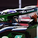 PORTIMAO, PORTUGAL - OCTOBER 24: Pole position qualifier Lewis Hamilton of Great Britain and Mercedes GP stops in parc ferme during qualifying ahead of the F1 Grand Prix of Portugal at Autodromo Internacional do Algarve on October 24, 2020 in Portimao, Portugal. (Photo by Mario Renzi - Formula 1/Formula 1 via Getty Images)