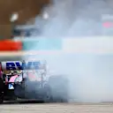 PORTIMAO, PORTUGAL - OCTOBER 25: Lance Stroll of Canada driving the (18) Racing Point RP20 Mercedes spins during the F1 Grand Prix of Portugal at Autodromo Internacional do Algarve on October 25, 2020 in Portimao, Portugal. (Photo by Dan Istitene - Formula 1/Formula 1 via Getty Images)