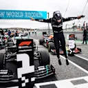 PORTIMAO, PORTUGAL - OCTOBER 25: Race winner Lewis Hamilton of Great Britain and Mercedes GP celebrates his record breaking 92nd race win in parc ferme during the F1 Grand Prix of Portugal at Autodromo Internacional do Algarve on October 25, 2020 in Portimao, Portugal. (Photo by Jorge Guerrero - Pool/Getty Images)