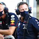 SOCHI, RUSSIA - SEPTEMBER 25: Red Bull Racing Team Principal Christian Horner and Red Bull Racing Team Manager Jonathan Wheatley looks on from the pitwall during practice ahead of the F1 Grand Prix of Russia at Sochi Autodrom on September 25, 2020 in Sochi, Russia. (Photo by Mark Thompson/Getty Images)