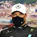 SOCHI, RUSSIA - SEPTEMBER 27: Race winner Valtteri Bottas of Finland and Mercedes GP talks in a press conference after the F1 Grand Prix of Russia at Sochi Autodrom on September 27, 2020 in Sochi, Russia. (Photo by Dan Istitene - Formula 1/Formula 1 via Getty Images)