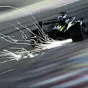 BAHRAIN, BAHRAIN - DECEMBER 05: Sparks fly behind Daniel Ricciardo of Australia driving the (3) Renault Sport Formula One Team RS20 during qualifying ahead of the F1 Grand Prix of Sakhir at Bahrain International Circuit on December 05, 2020 in Bahrain, Bahrain. (Photo by Rudy Carezzevoli/Getty Images)