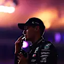 BAHRAIN, BAHRAIN - DECEMBER 05: Second place qualifier George Russell of Great Britain and Mercedes GP looks on in parc ferme during qualifying ahead of the F1 Grand Prix of Sakhir at Bahrain International Circuit on December 05, 2020 in Bahrain, Bahrain. (Photo by Mario Renzi - Formula 1/Formula 1 via Getty Images)
